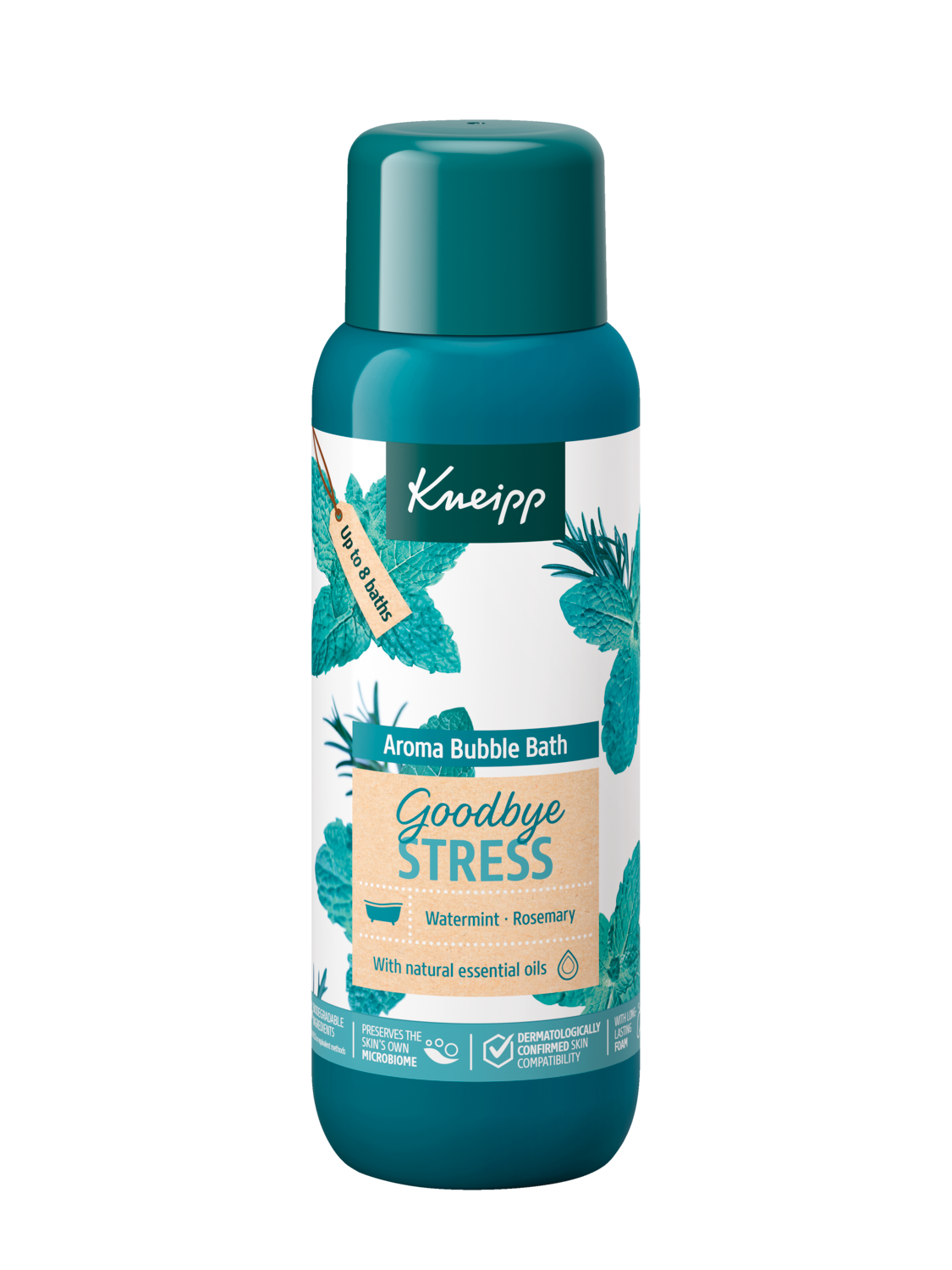 Kneipp pěna do koupele Goodbye Stress 400 ml propojuje vůni vodní máty a rozmarýnu
