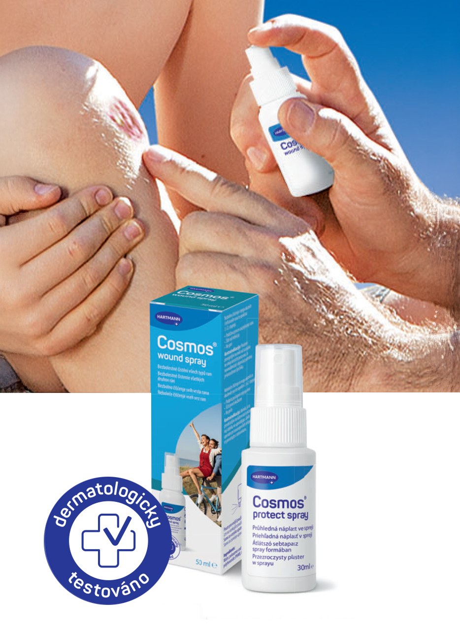 Vyčištění rány s produktem Cosmos protect spray