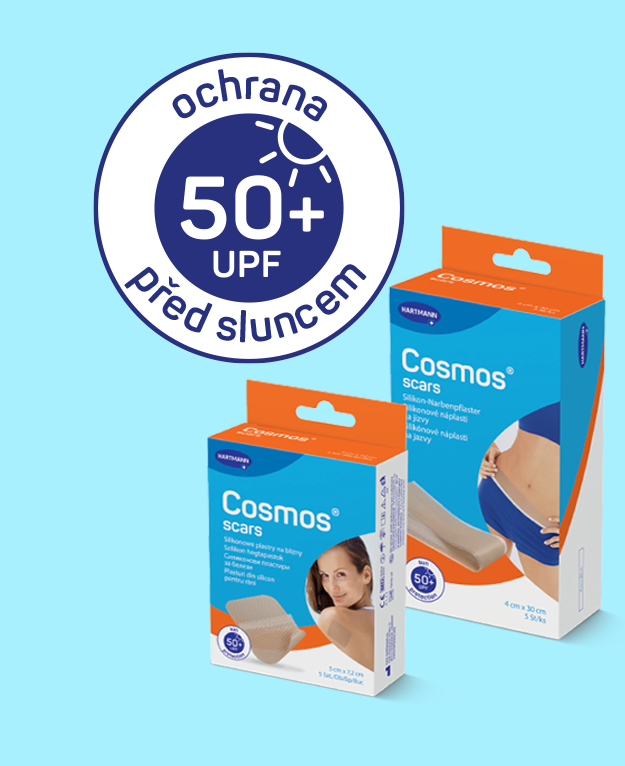 Dvě rozdílná balení ochrany před sluncem s UPF 50+ Cosmopor® Scars