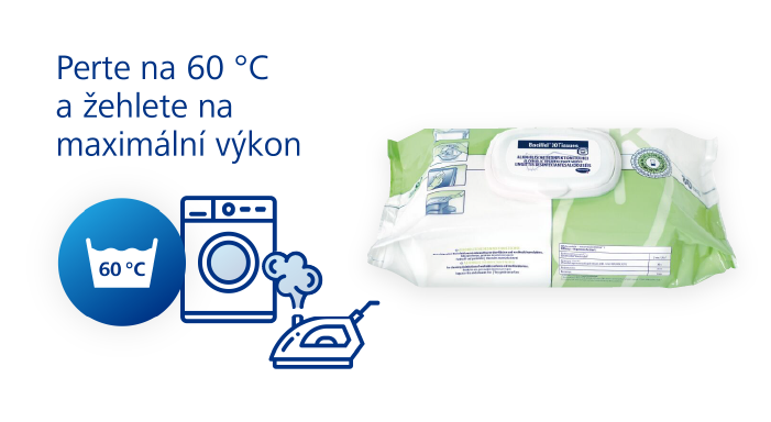 Bacillol 30 Sensitive dezinfekční ubrousky XXL 40 ks, praní na 60 °C a žehlení na maximum