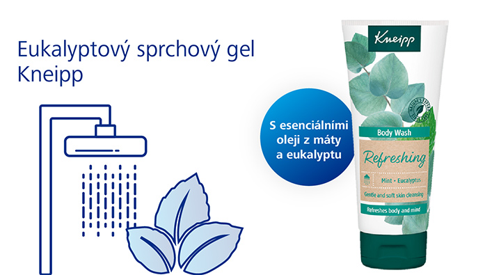 Osvěžující sprchový gel Kneipp s esenciálními oleji z máty a eukalyptu