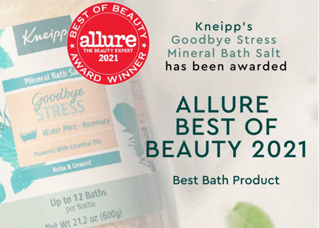 Naše sůl z řady Goodbye Stress získala ocenění Allure Best of Beauty Award 2021
